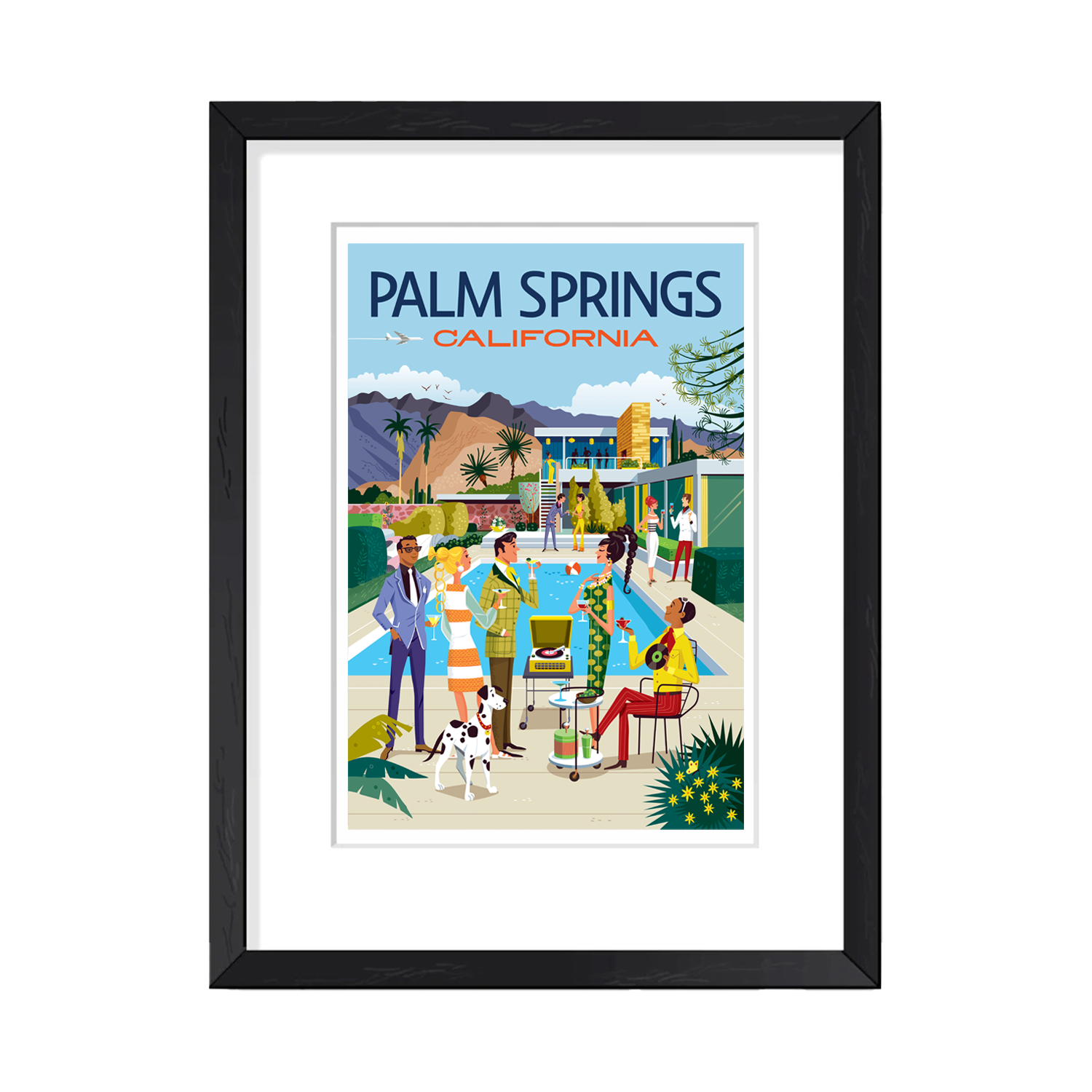 Print: Mod Party Blue 13" x 19" (Framed)