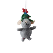 Handmade Wool Felt Mice Ornament - Tree Hat