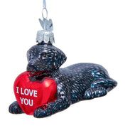 Black Labrador Retriever With "I Love You" Heart Ornament