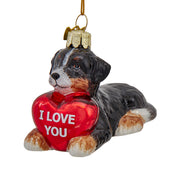 Bernese Mountain Dog With "I Love You" Heart Ornament
