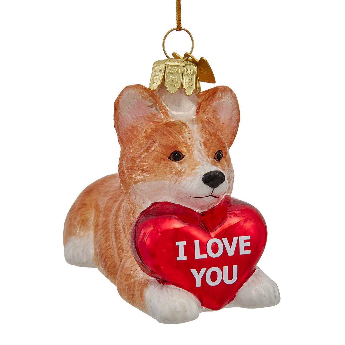 Corgi With "I Love You" Heart Ornament
