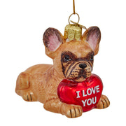 French Bulldog With "I Love You" Heart Ornament