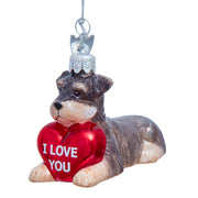 Schnauzer With "I Love You" Heart Ornament