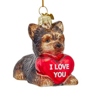 Yorkie With "I Love You" Heart Ornament