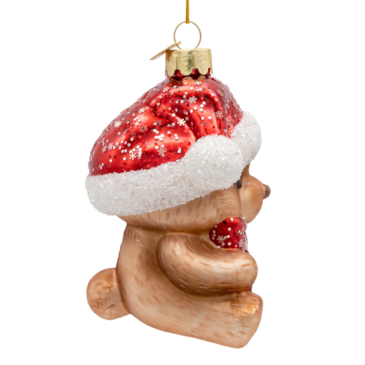 Teddy Bear With Santa Hat Ornament