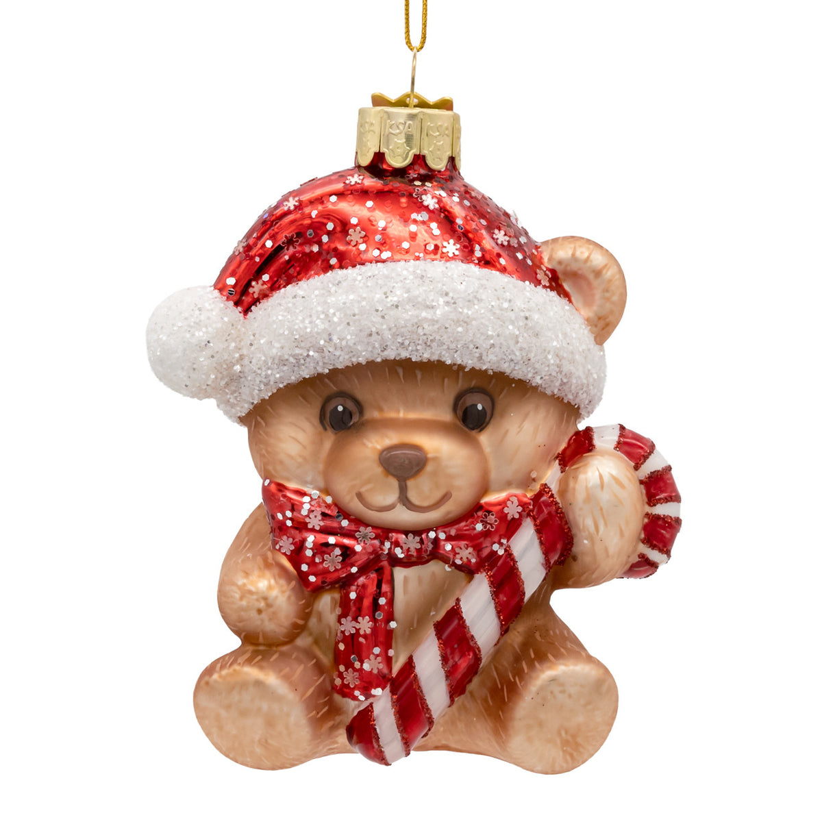 Teddy Bear With Santa Hat Ornament