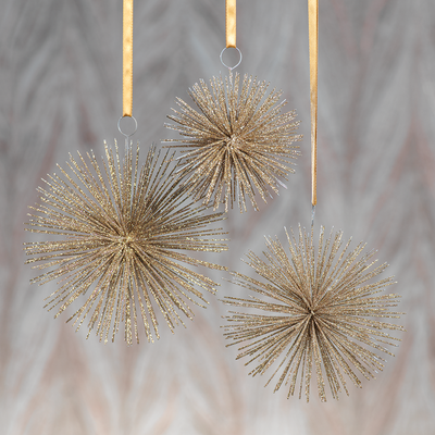 Champagne Wire Star Burst Ornament - Large