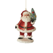 Red Glitter Santa Ornament - Tree