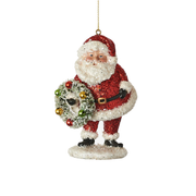 Red Glitter Santa Ornament - Wreath