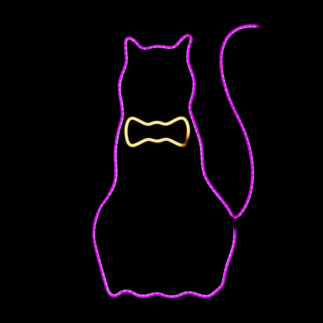 Neon Cat Metal Sign