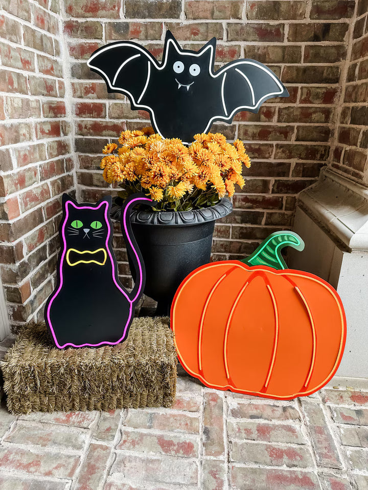Neon Cat Metal Sign