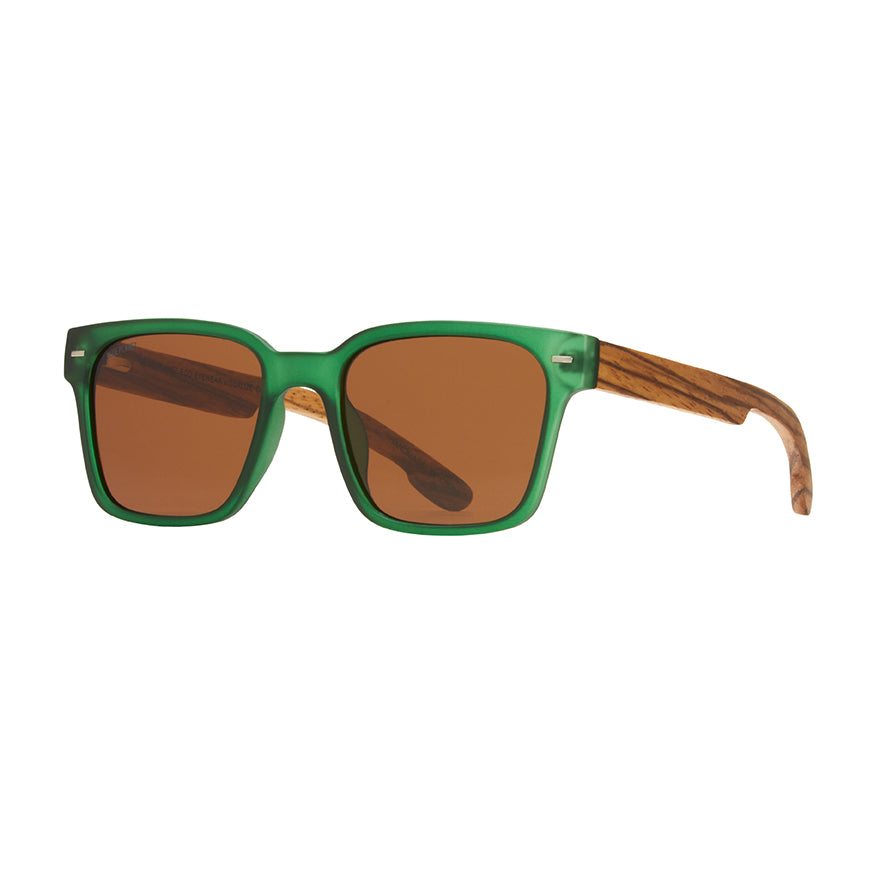 Oliver Polarized Sunglasses - Matte Olive Green / Zebra Wood
