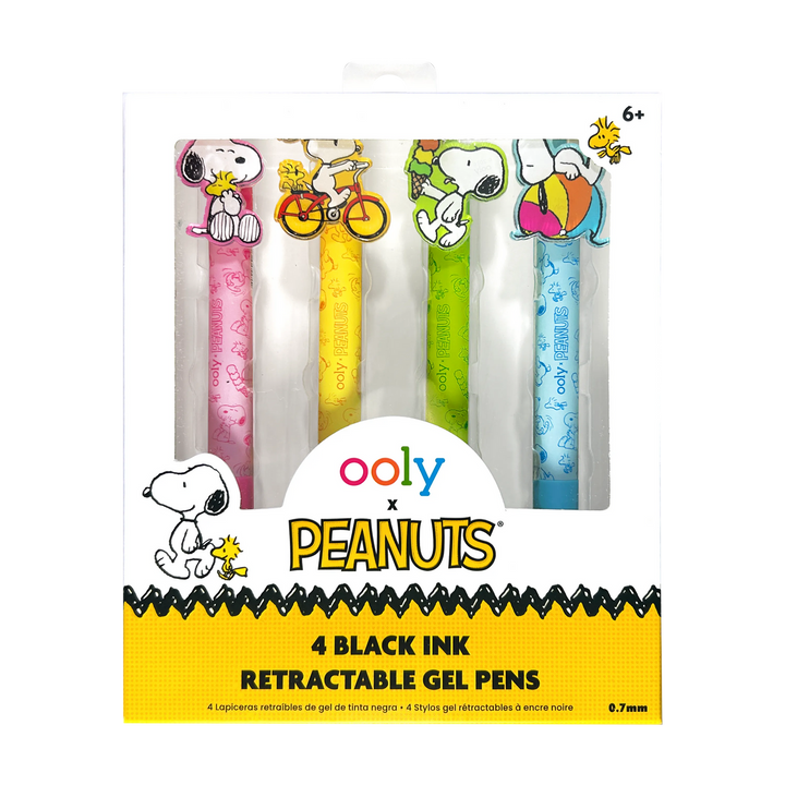 Peanuts Black Ink Retractable Gel Pens - Set of 4