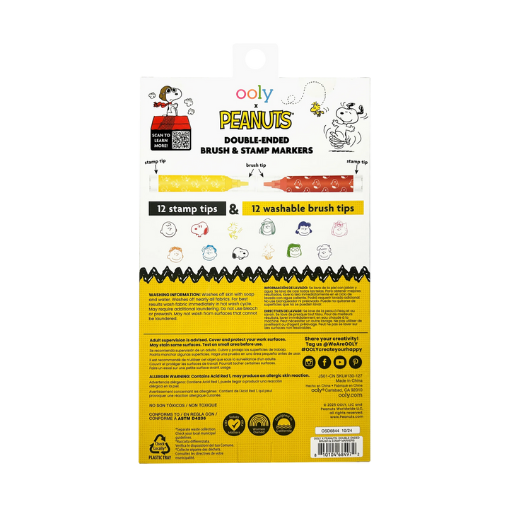 Peanuts Double-Ended Brush & Stamp Markers - Set of 12