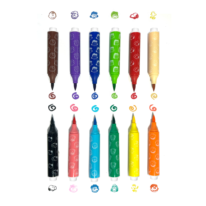 Peanuts Double-Ended Brush & Stamp Markers - Set of 12