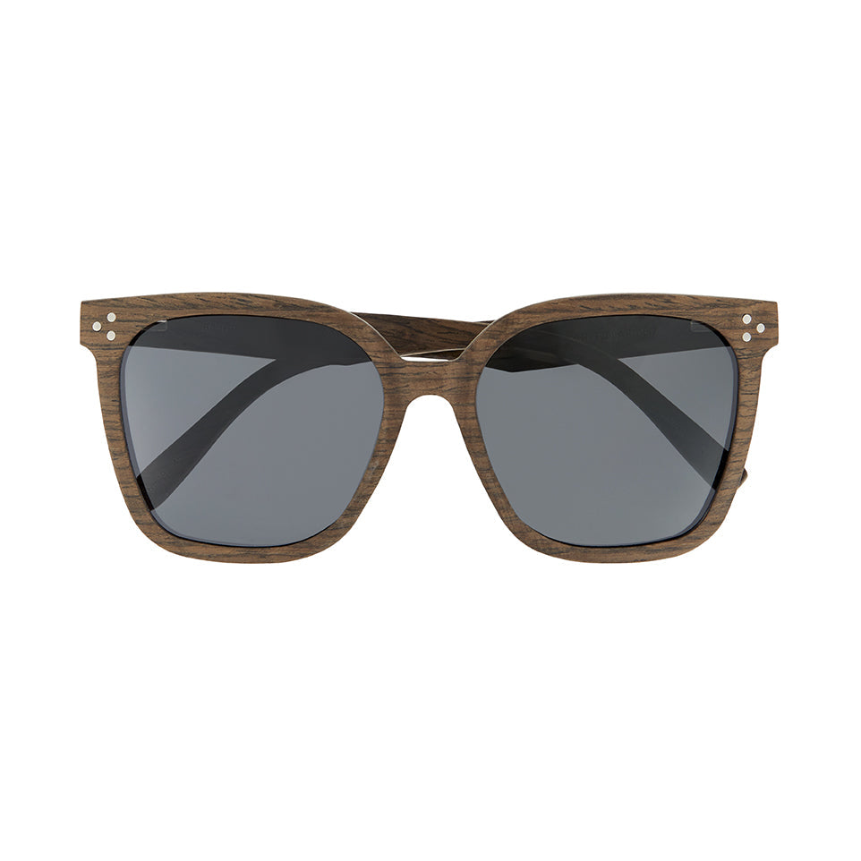 Origins Square Cat Eye Polarized Sunglasses - Walnut Wood
