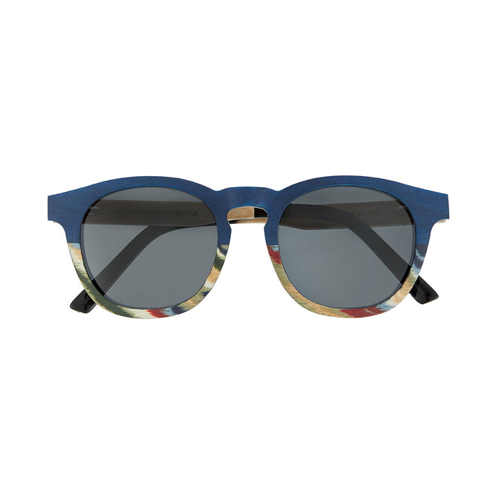 Origins Polarized Sunglasses - Navy Blue / Rainbow Wood