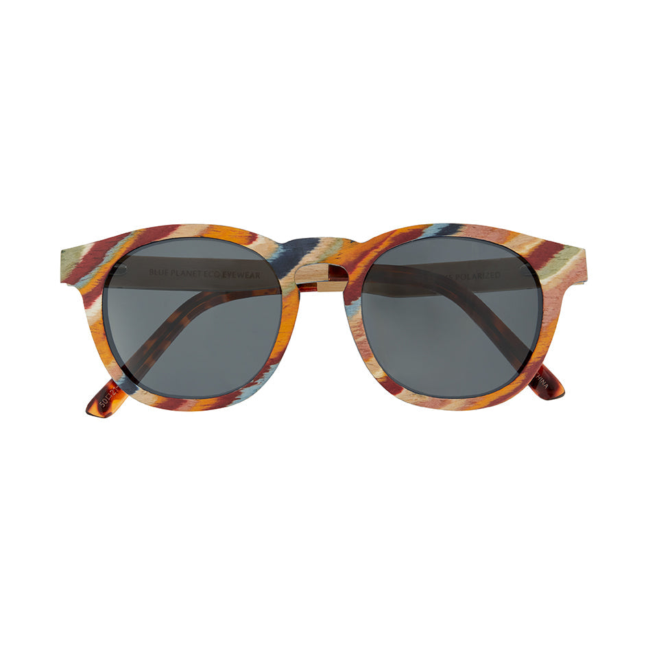 Origins Round Keyhole Polarized Sunglasses - Rainbow Wood