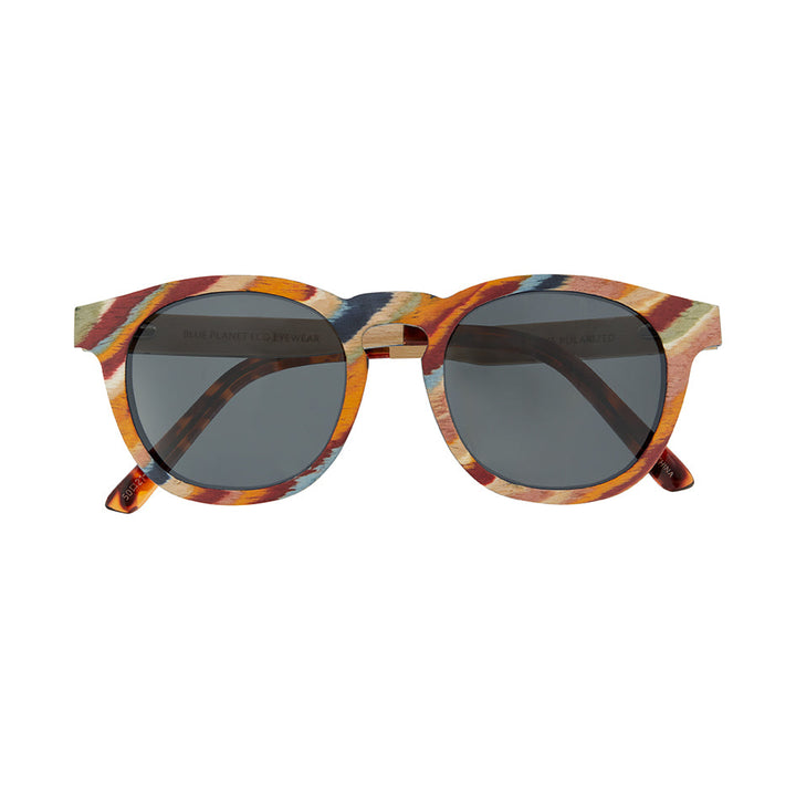 Origins Round Keyhole Polarized Sunglasses - Rainbow Wood