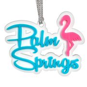 Palm Springs Script With Flamingo Ornament - Aqua - Just Fabulous Palm Springs
