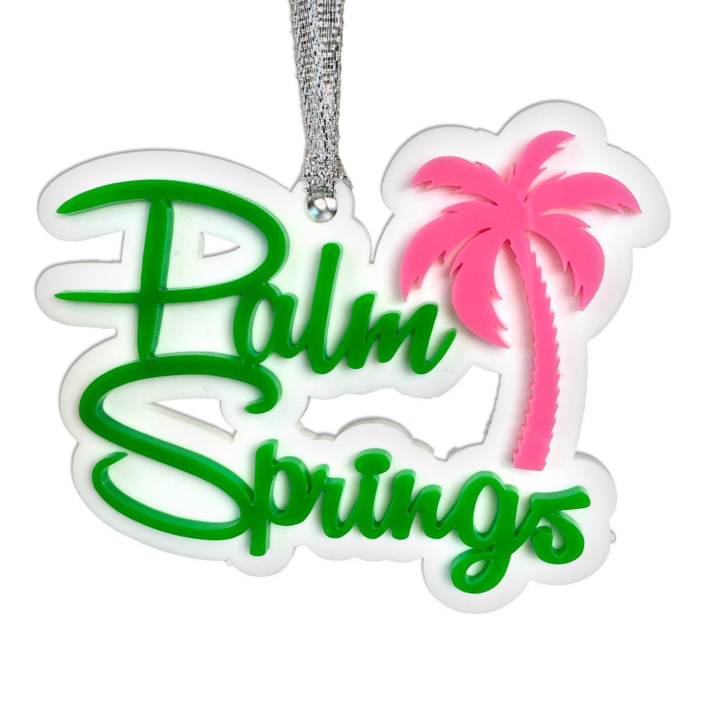 Palm Springs Script With Palm Tree Ornament - Lime Green