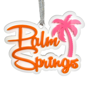 Palm Springs Script With Palm Tree Ornament - Orange - Just Fabulous Palm Springs