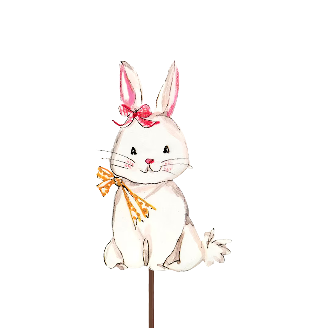Baby Bunnies Metal Easel - Orange Ribbon