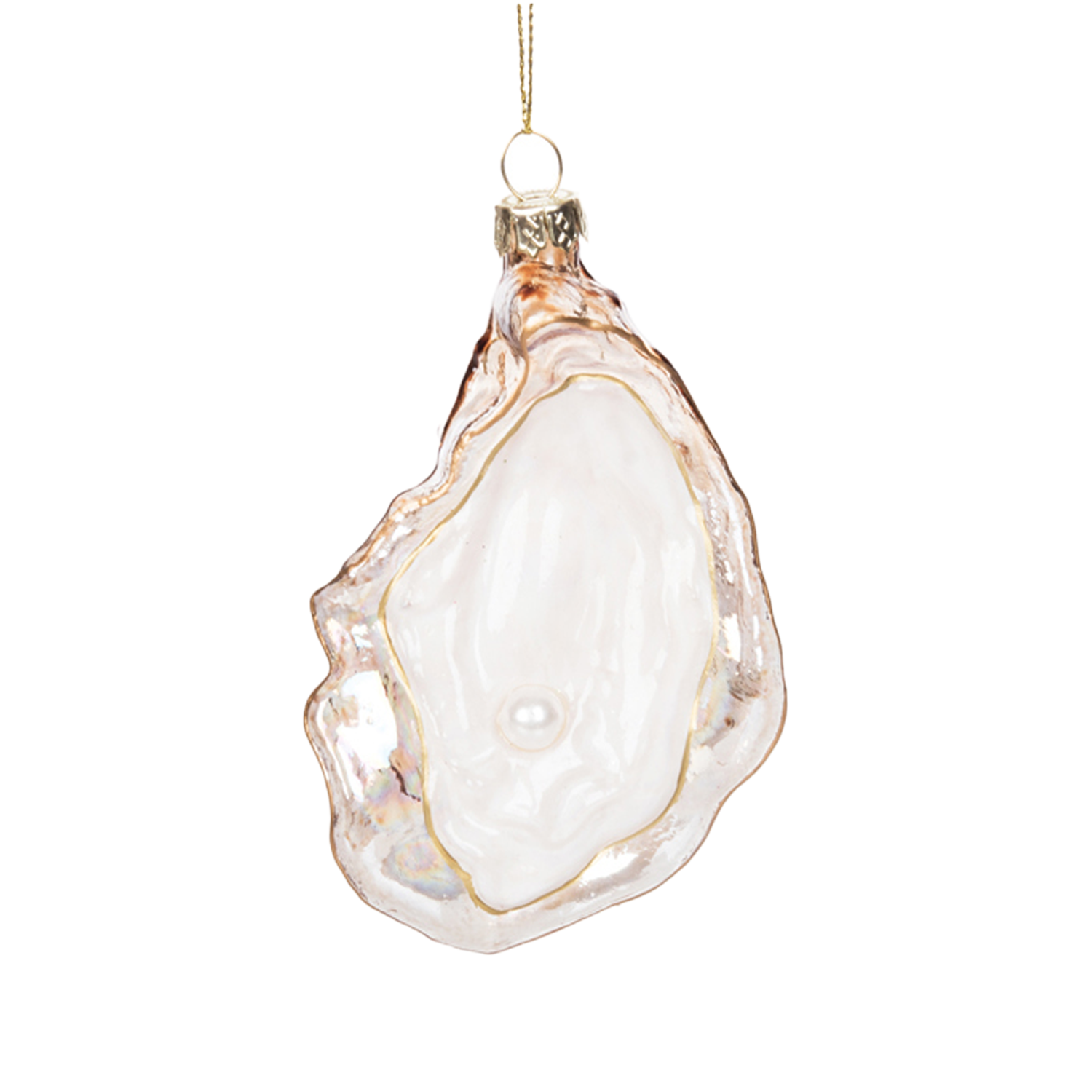 Blown Glass Oyster Shell Ornament - Clear