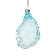 Blown Glass Oyster Shell Ornament - Turquoise
