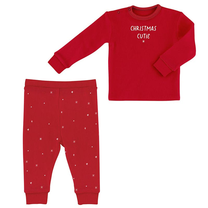 Christmas Cutie Waffle Knit Two-Piece Pajama Set