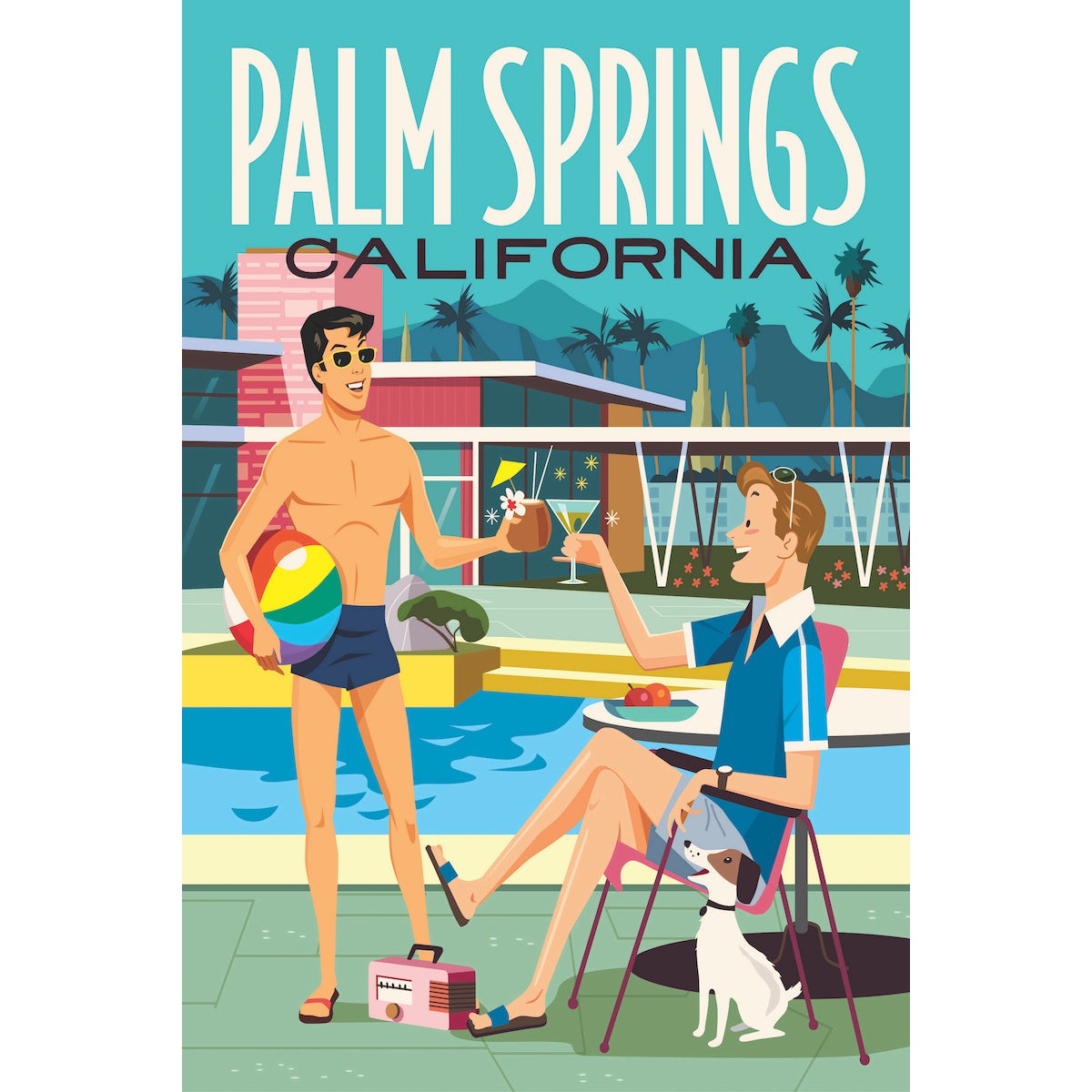 Palm Springs Poolside Cocktails Postcard