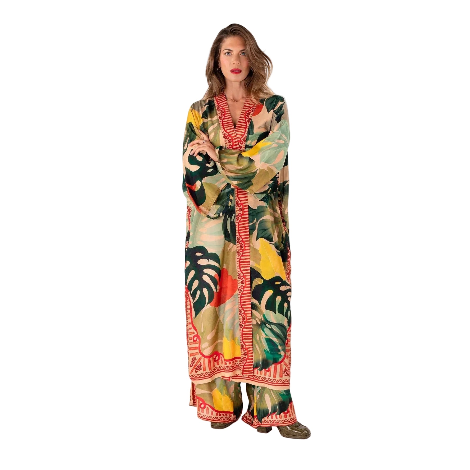 Exotic Leaves Kimono Gown