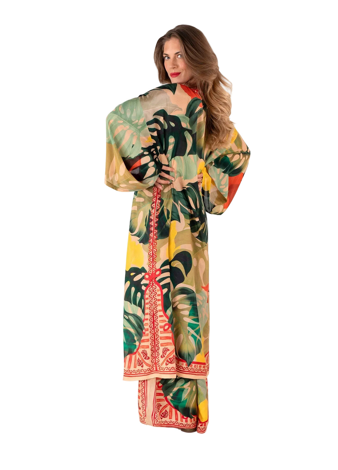 Exotic Leaves Kimono Gown