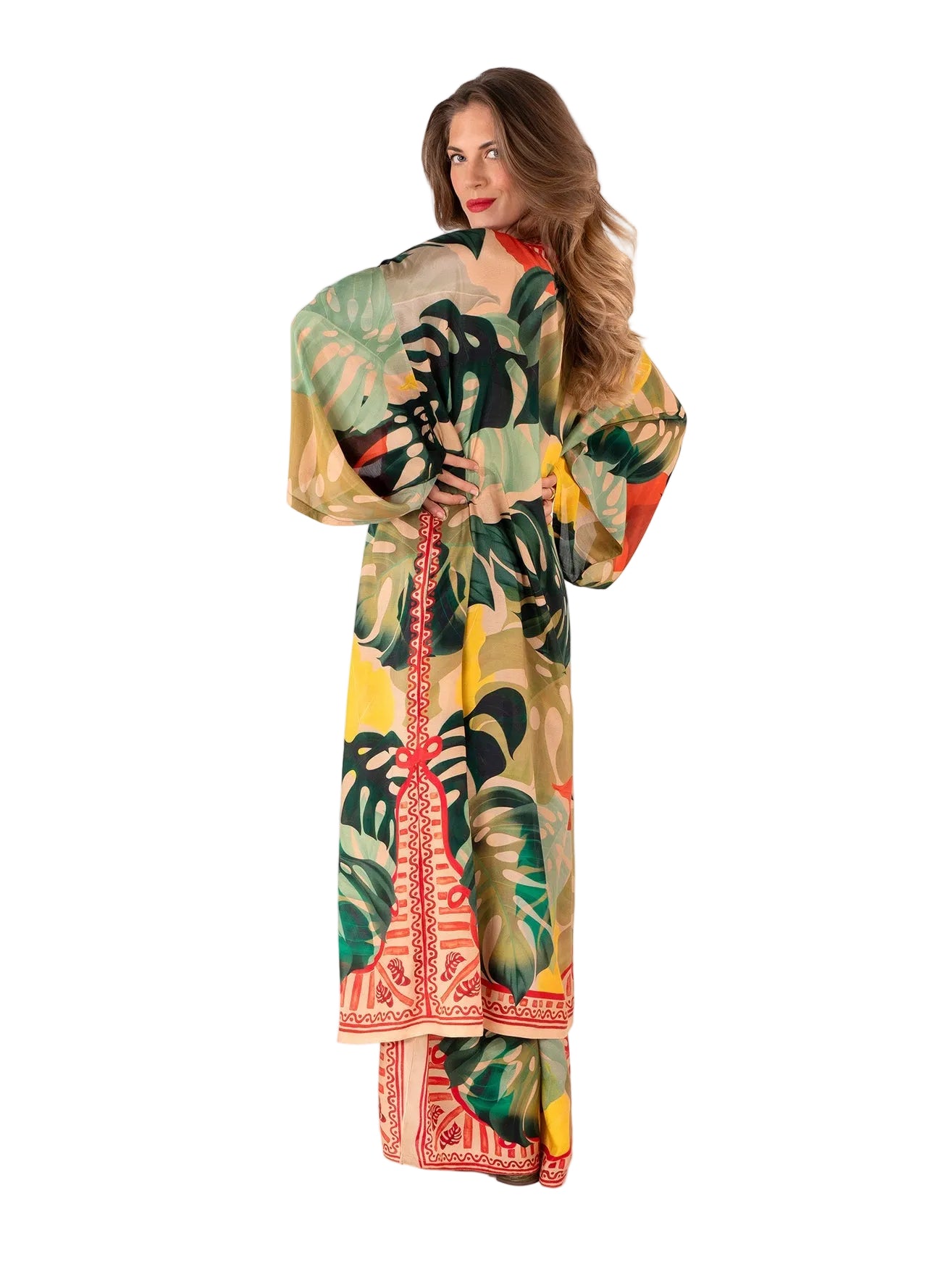 Exotic Leaves Kimono Gown