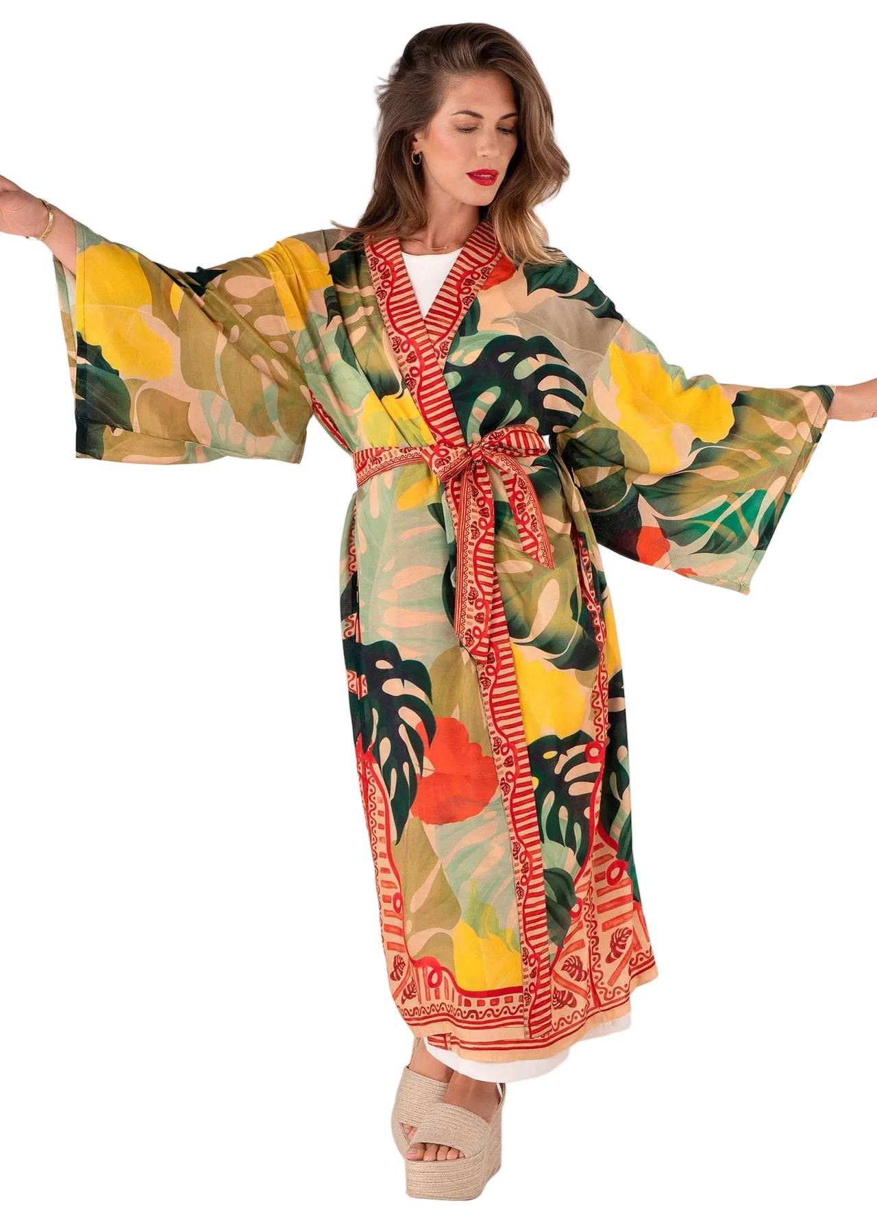 Exotic Leaves Kimono Gown
