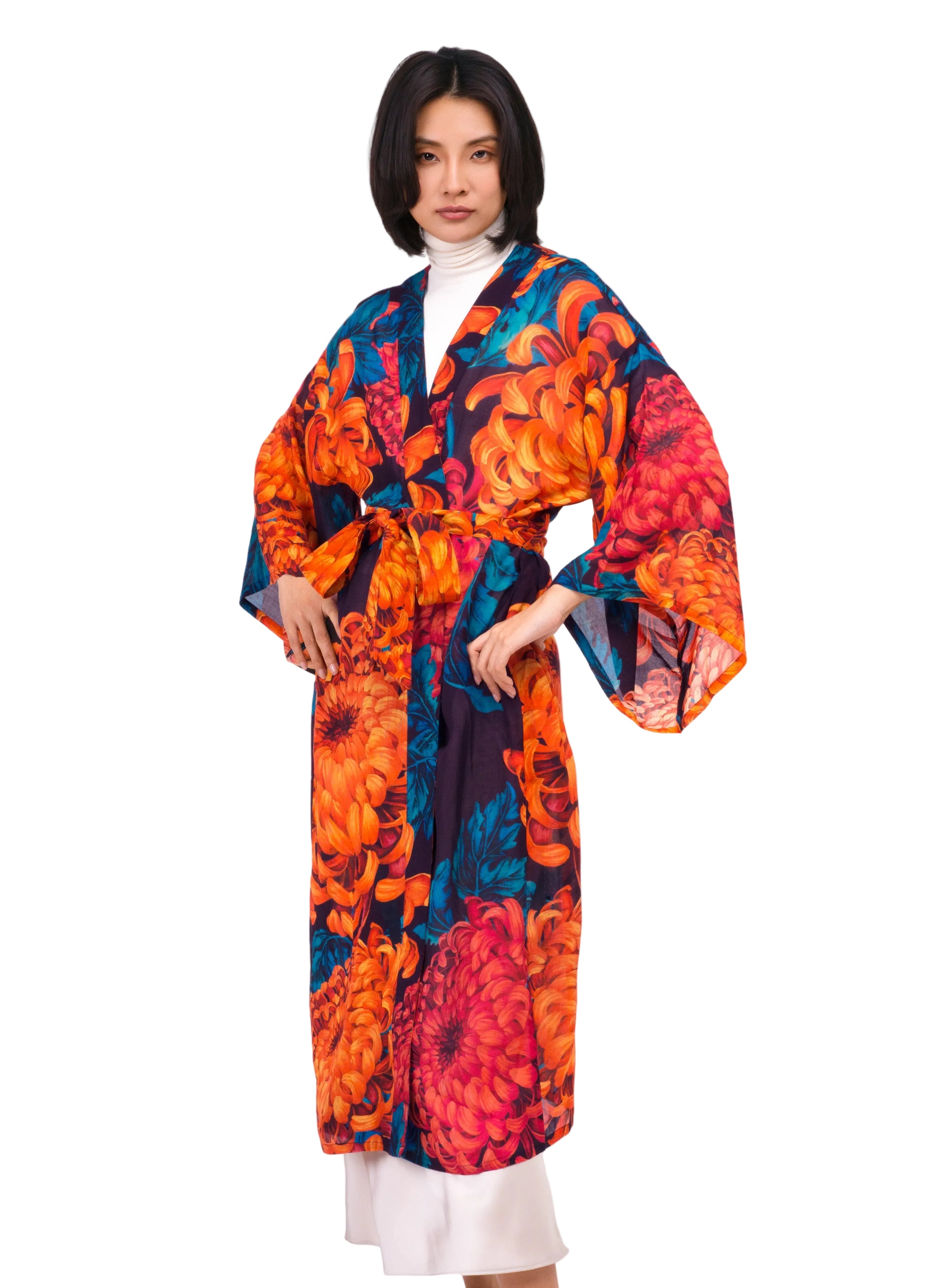 Crysanthemum Long Kimono Gown