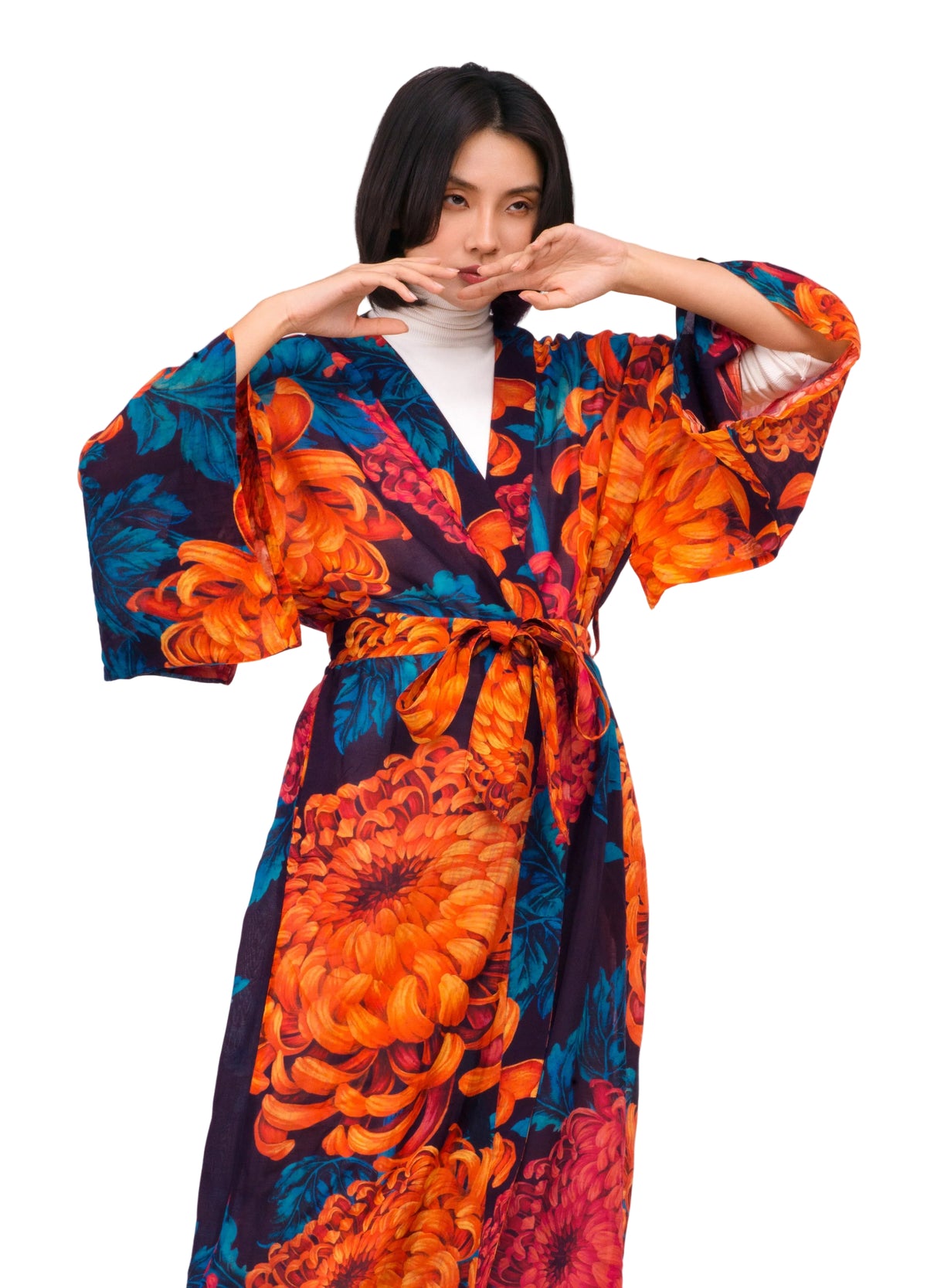 Crysanthemum Long Kimono Gown