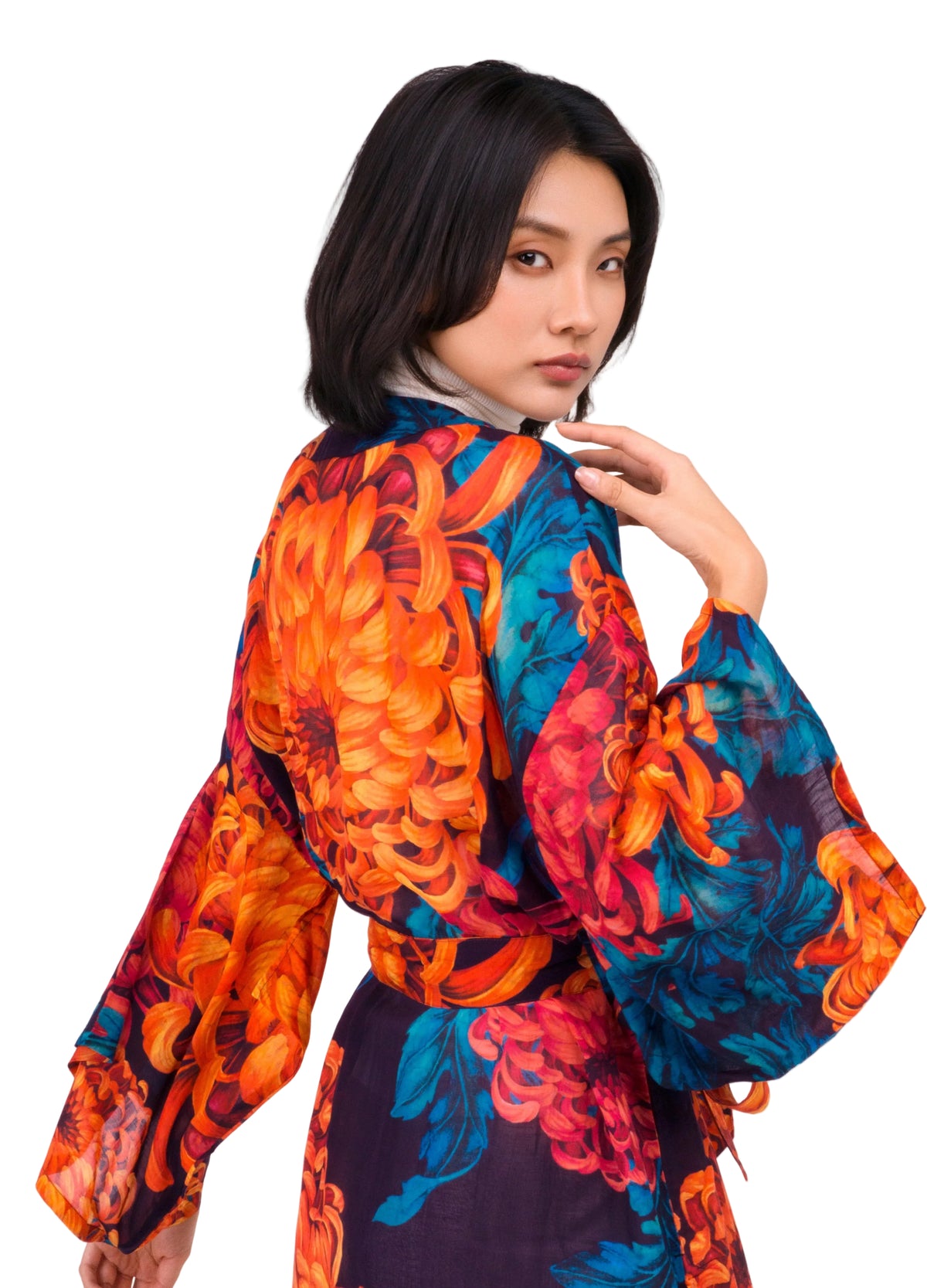 Crysanthemum Long Kimono Gown