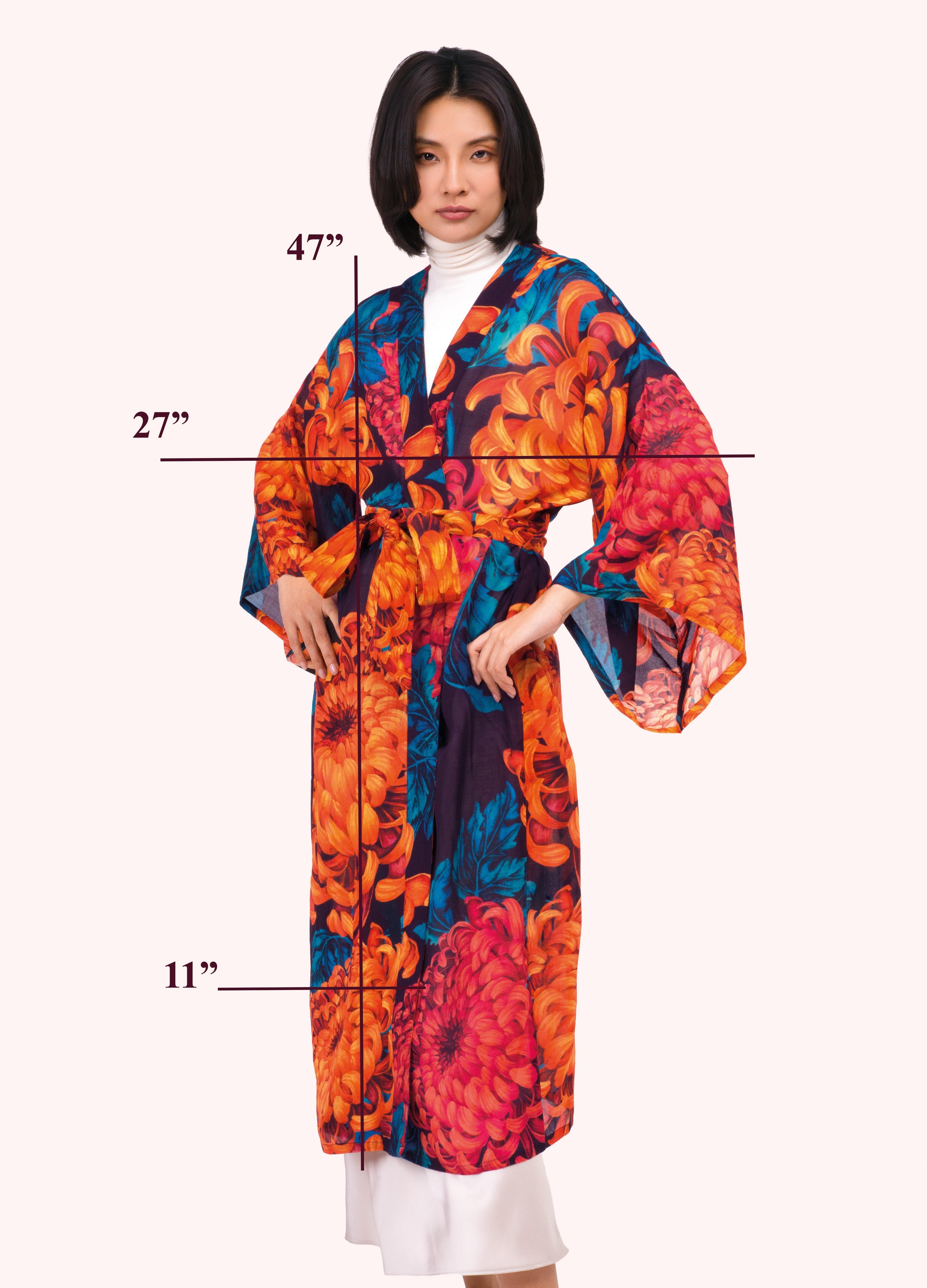 Crysanthemum Long Kimono Gown