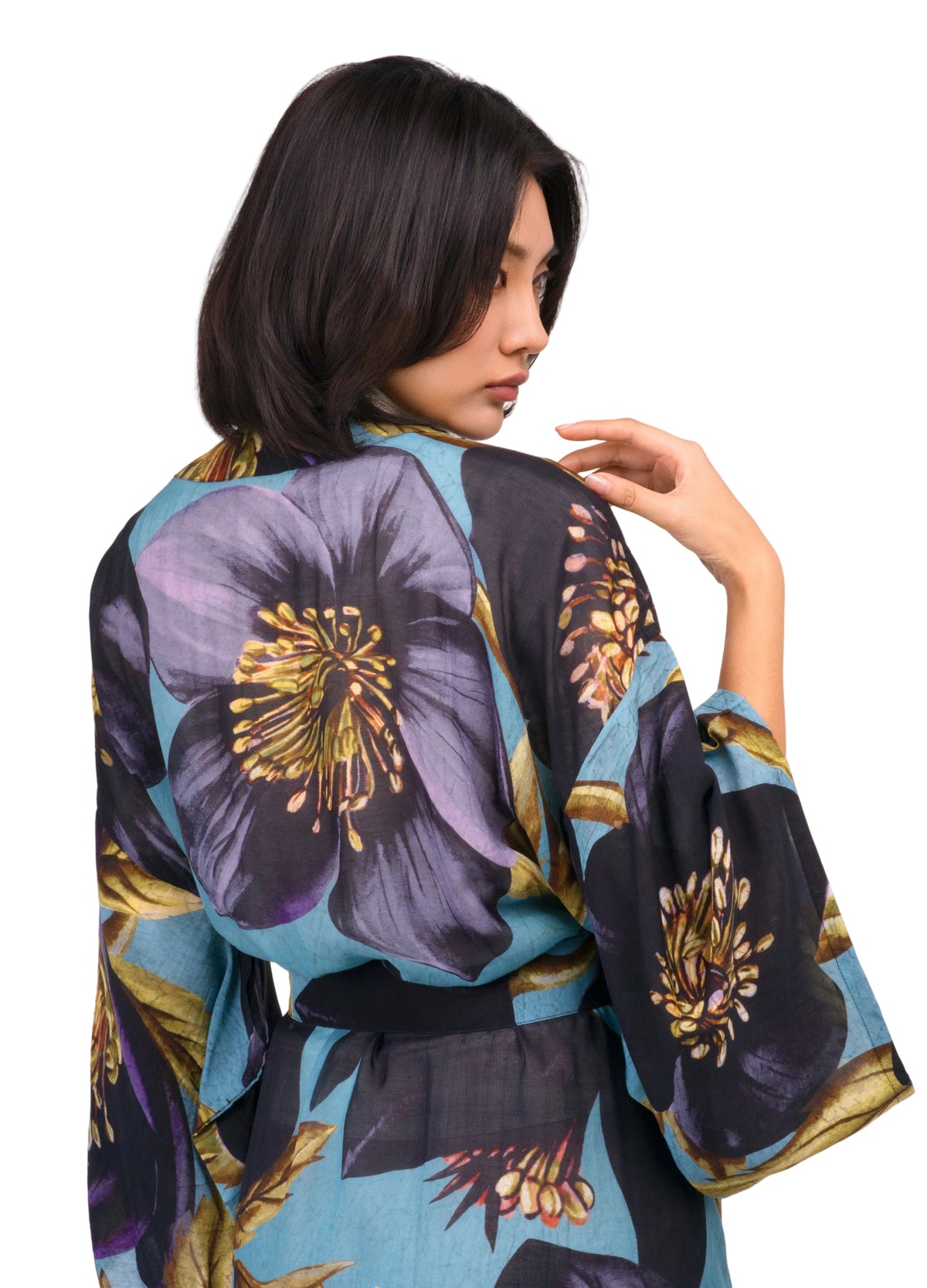 Hellebore Long Kimono Gown