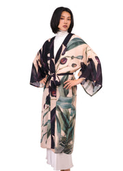 Midnight Orchid Long Kimono Gown
