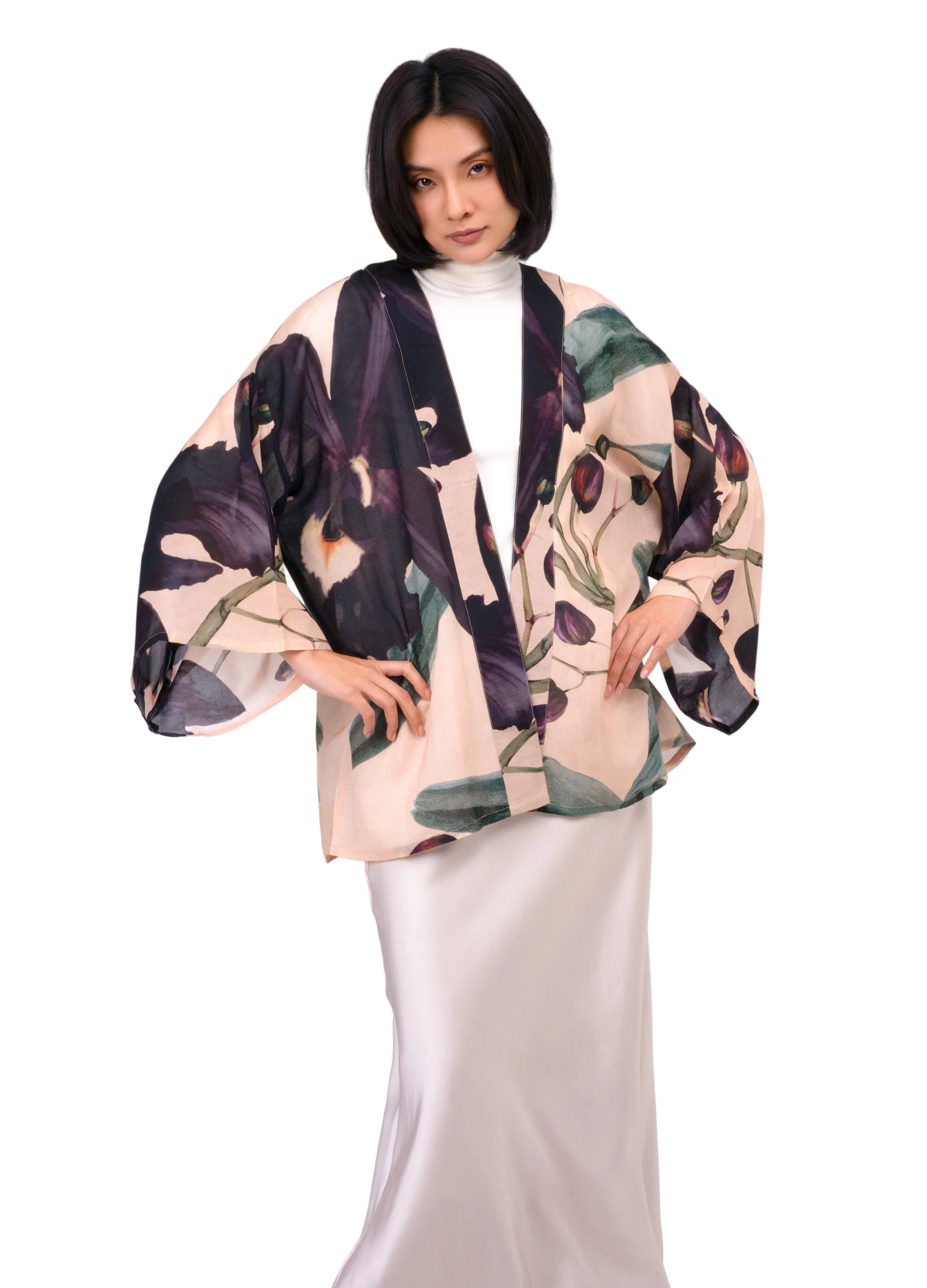 Midnight Orchid Short Kimono Jacket
