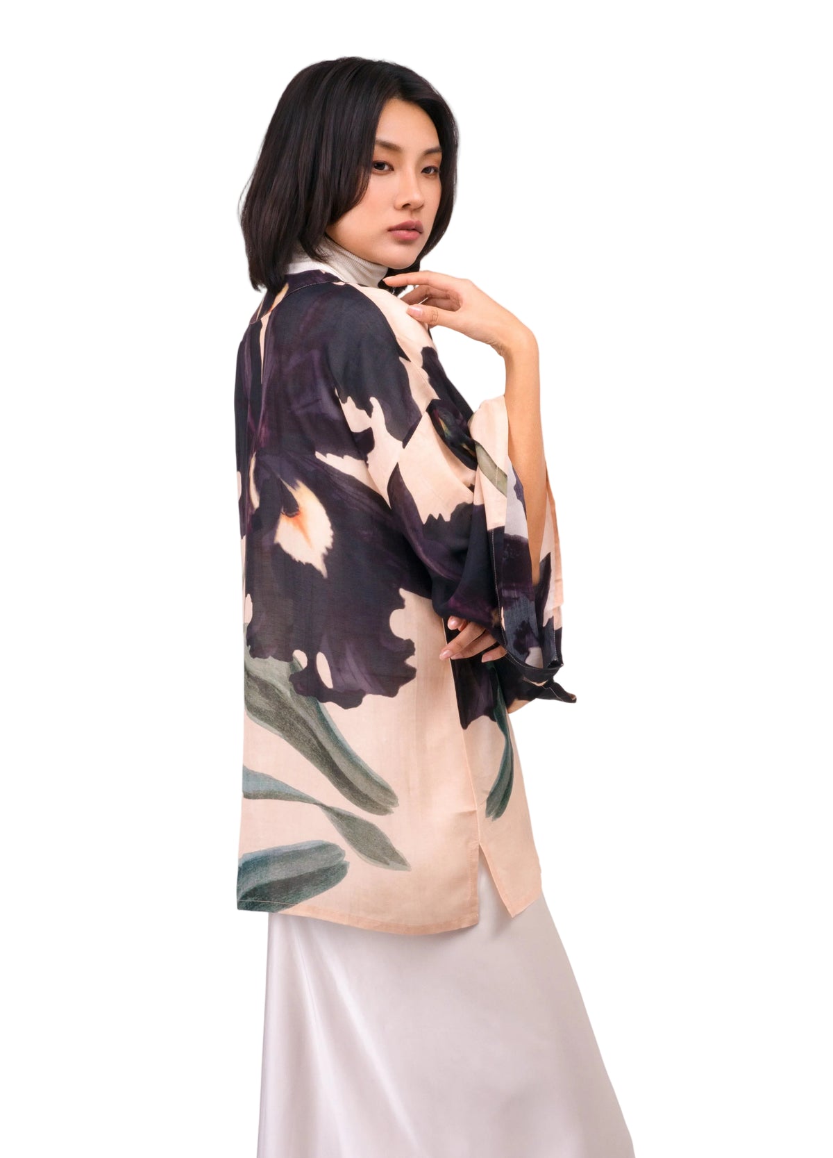 Midnight Orchid Short Kimono Jacket