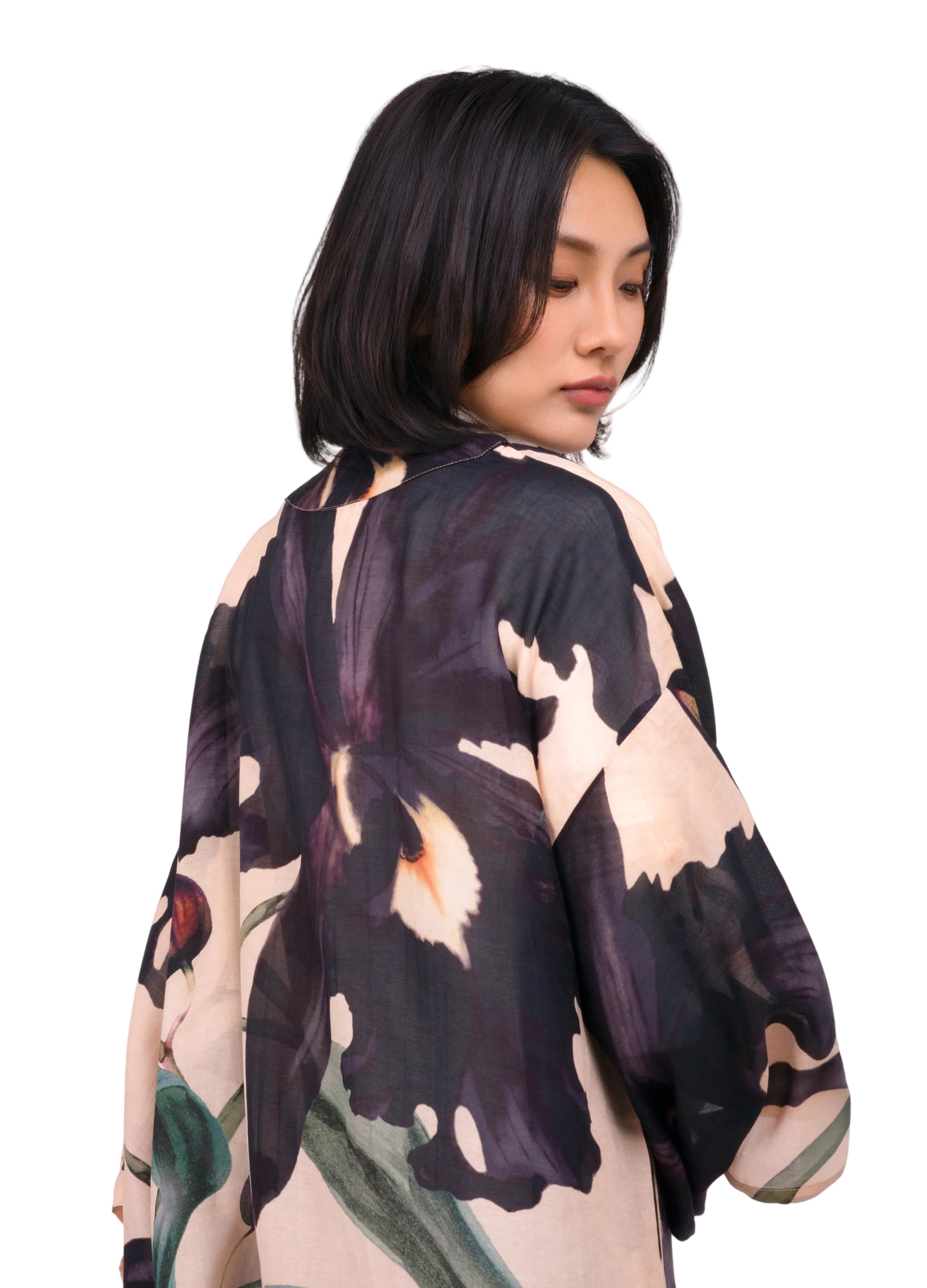 Midnight Orchid Short Kimono Jacket