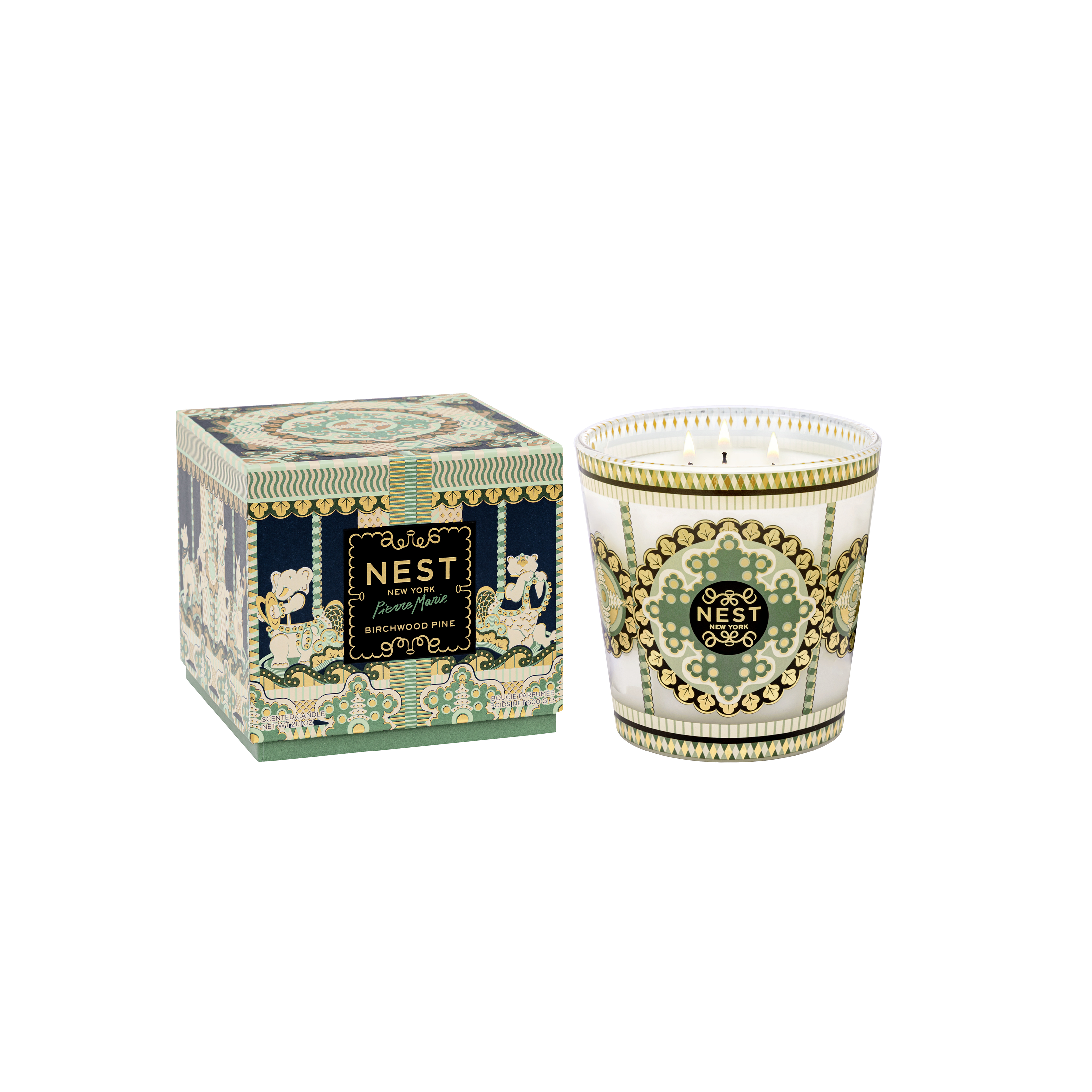 Birchwood Pine Pierre Marie Decorative 3-Wick Candle 21.2 Oz.