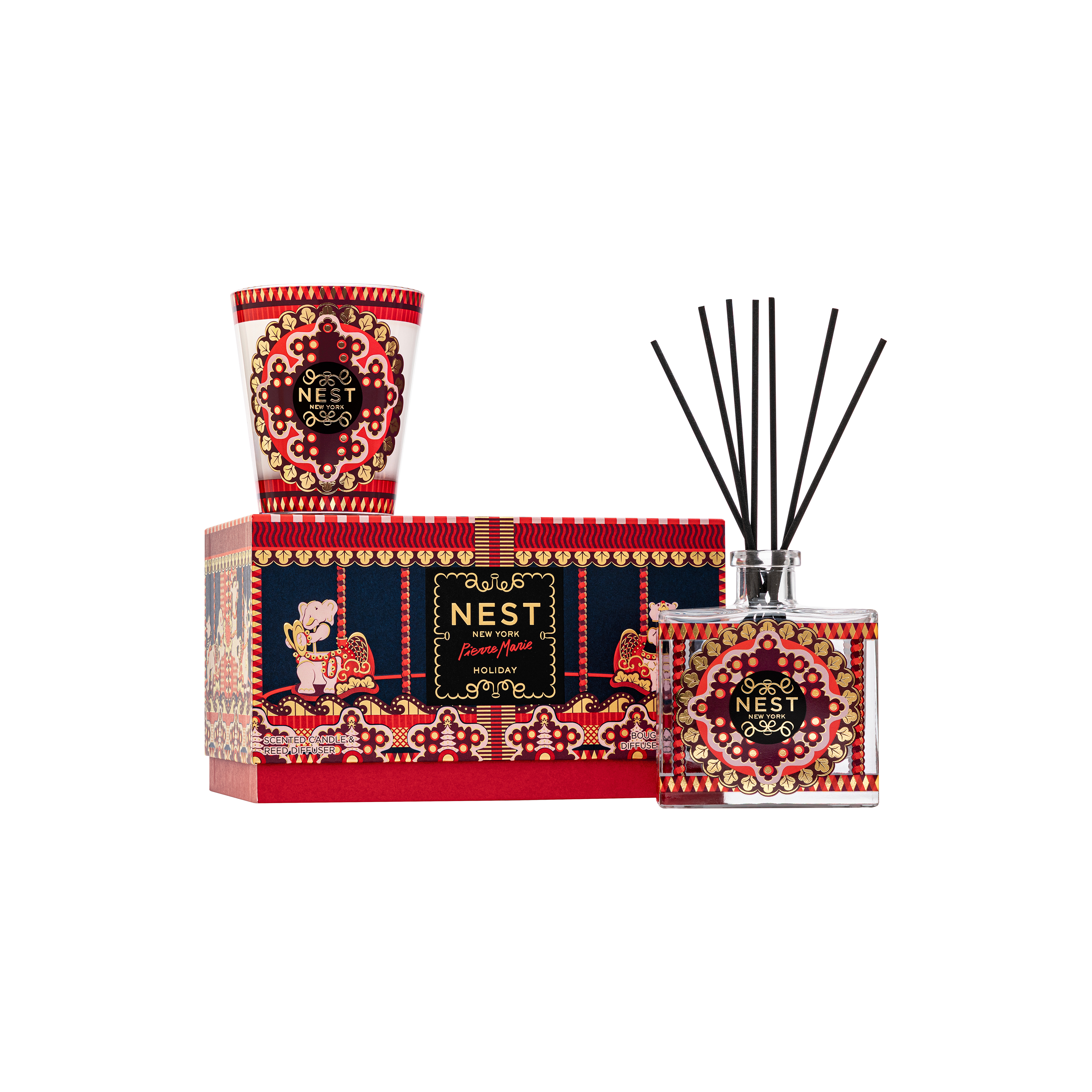 Holiday Pierre Marie Decorative Classic Candle & Reed Diffuser Set