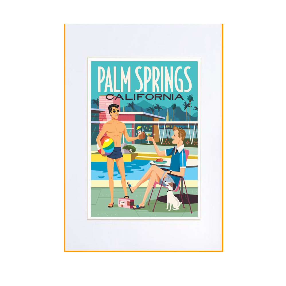 Palm Springs Poolside Cocktails Print 5" x 7" (Orange Frame)