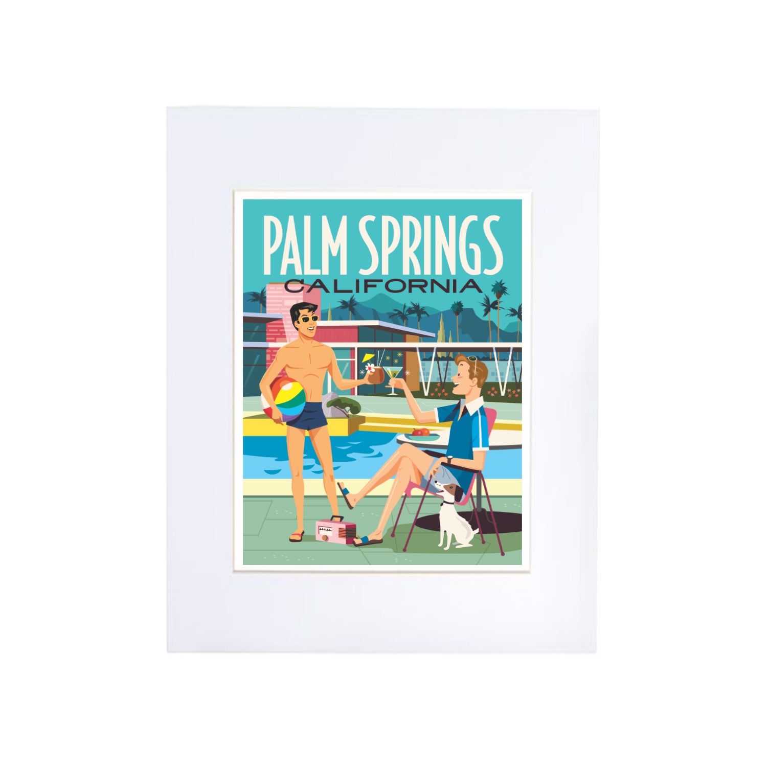 Print: Poolside Cocktails 13" x 19" (Unframed) - Just Fabulous Palm Springs