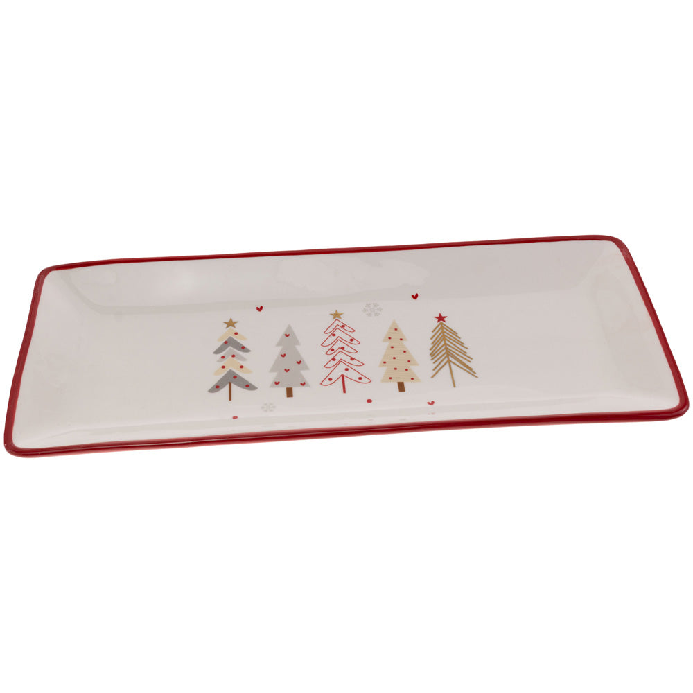 Festive Trees Rectangle Plate