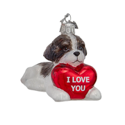 Shih-Tzu With "I Love You" Heart Ornament - Black